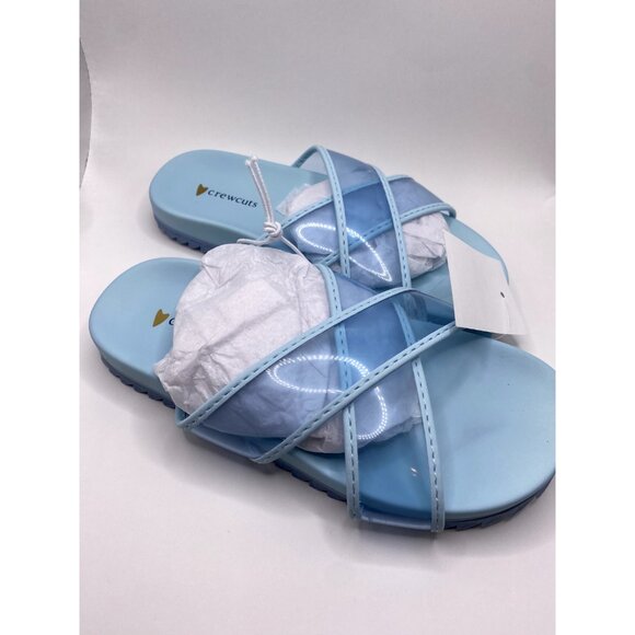 crewcuts J Crew Blue Cross Strap Pool Slides 10 Sandals Slip Ons New BF054 - Picture 3 of 5